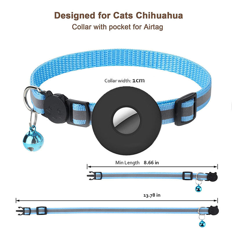 Keep Pets Safe – Airtag Collar with Bell & Reflector