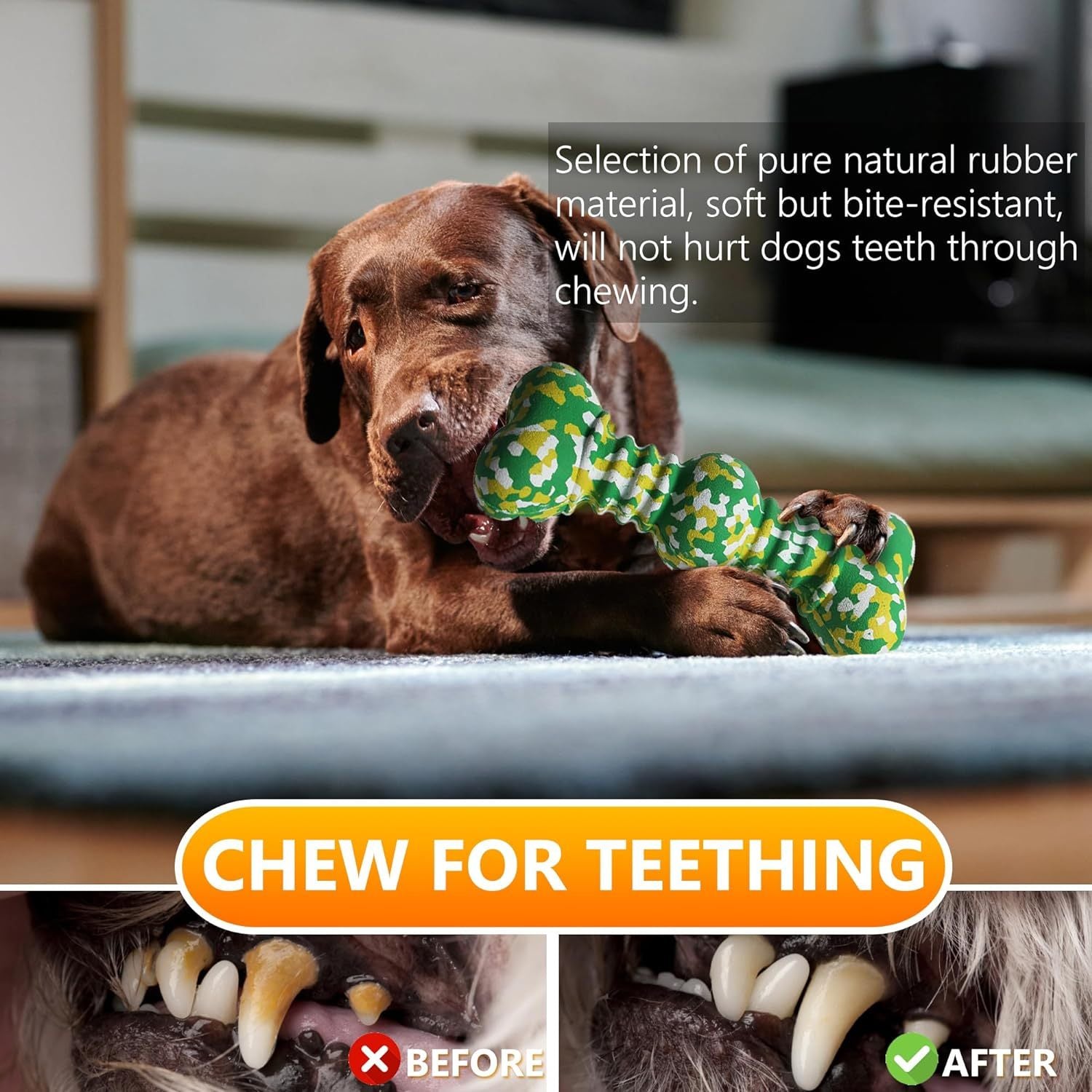 Tough Natural Rubber Bone - Safe & Fun