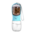Pet water bottle with food compartment on a white background