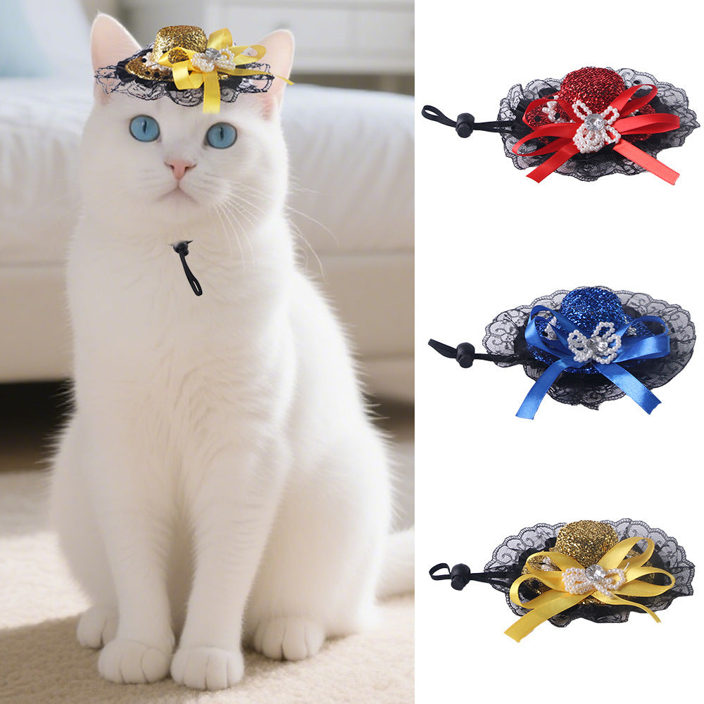 Charming Pet Lace Hat – Make Every Cat Look Royal