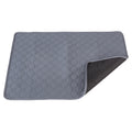 Gray quilted mat on a white background