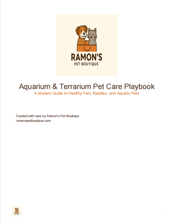 Cover of 'Aquarium & Terrarium Pet Care Playbook' by Ramon's Pet Boutique on a white background.