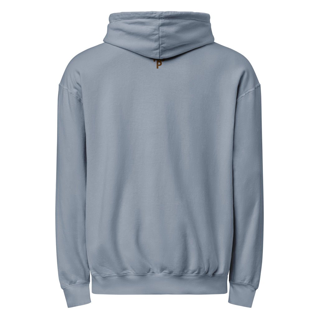 back of the hoodie partially showing the premium brand RPB