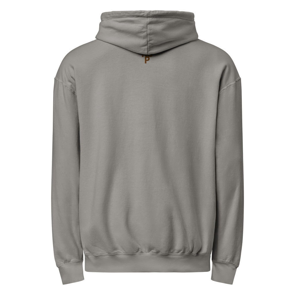 back of the hoodie partially showing the premium brand RPB