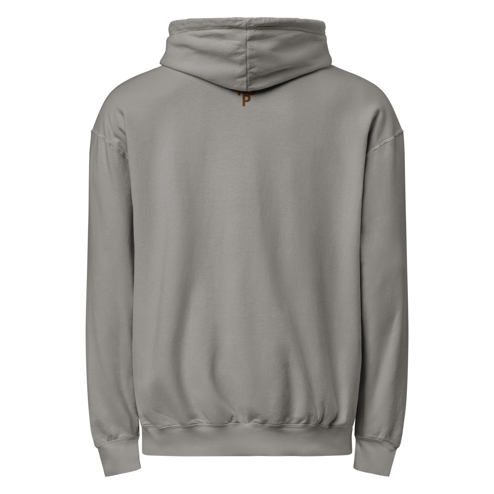 back of the hoodie partially showing the premium brand RPB