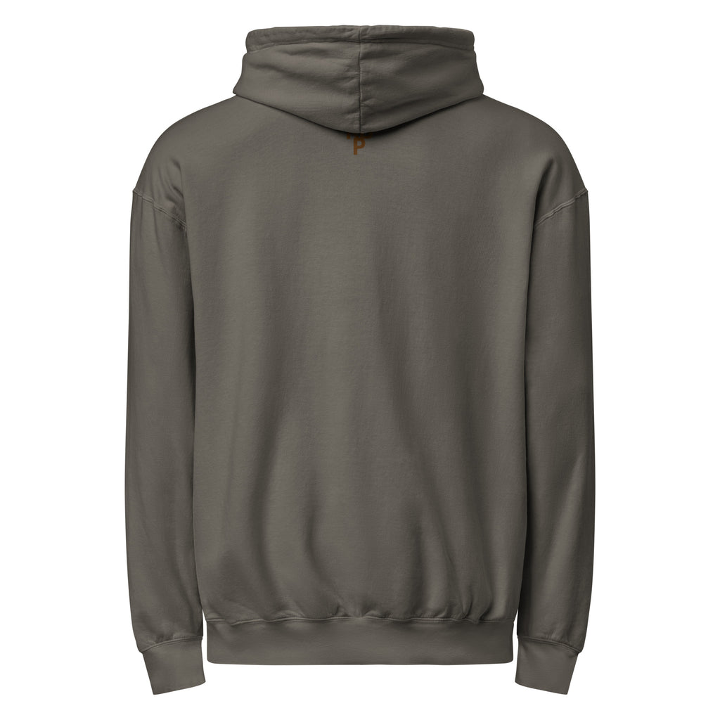 back of the hoodie partially showing the premium brand RPB