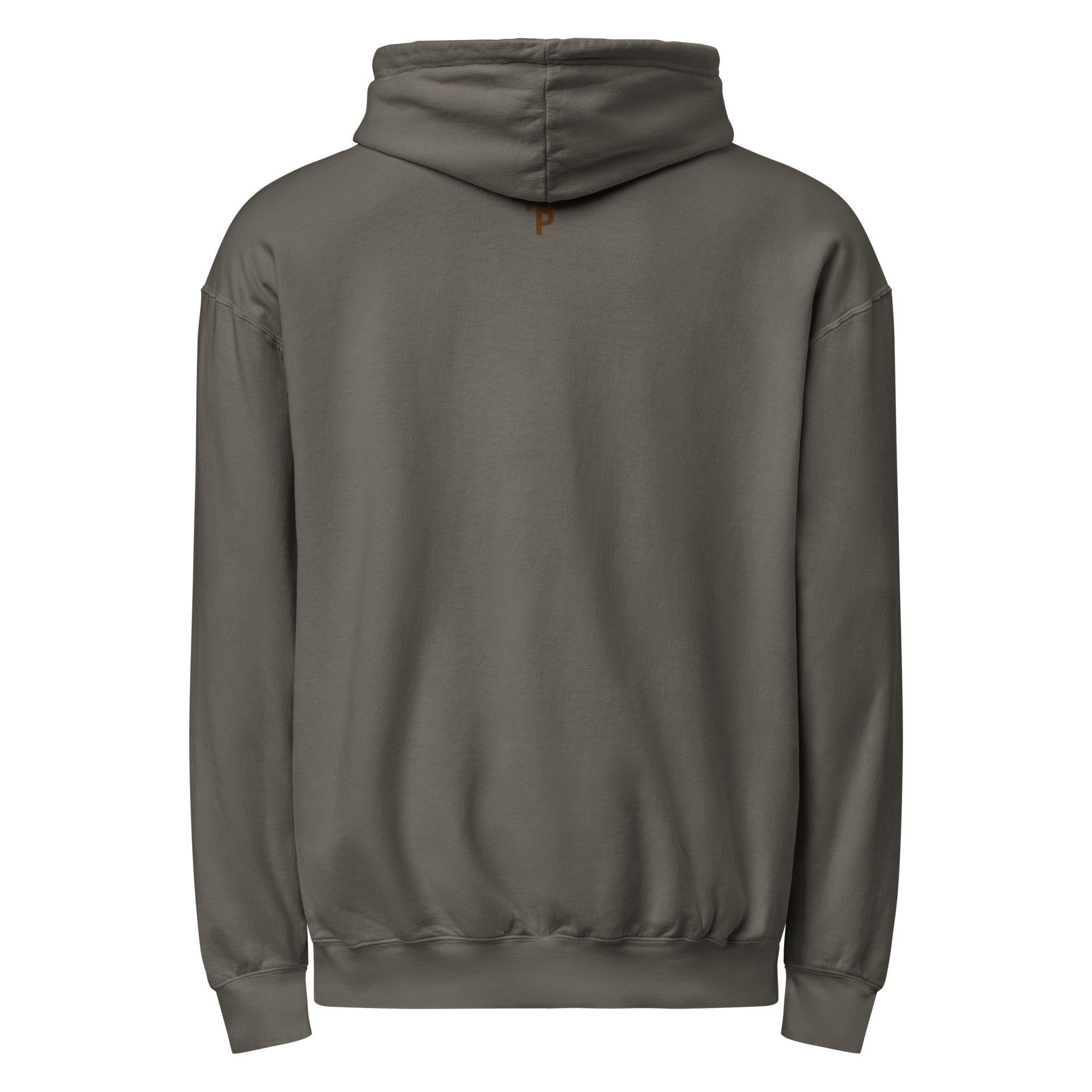 back of the hoodie partially showing the premium brand RPB